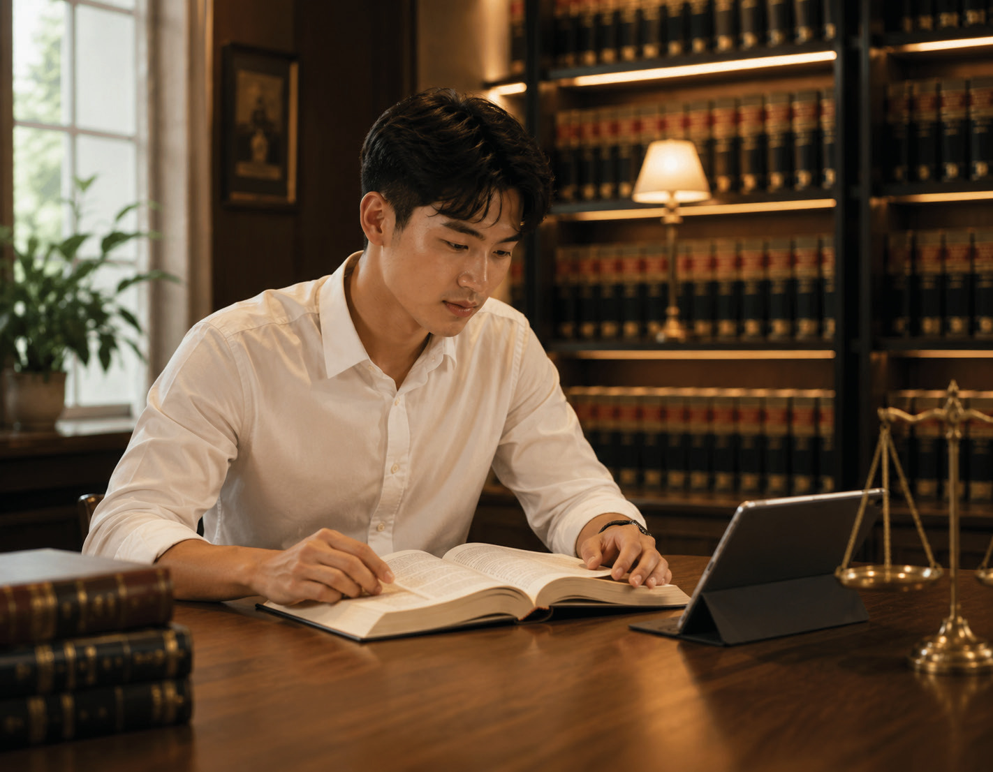 Law student reading