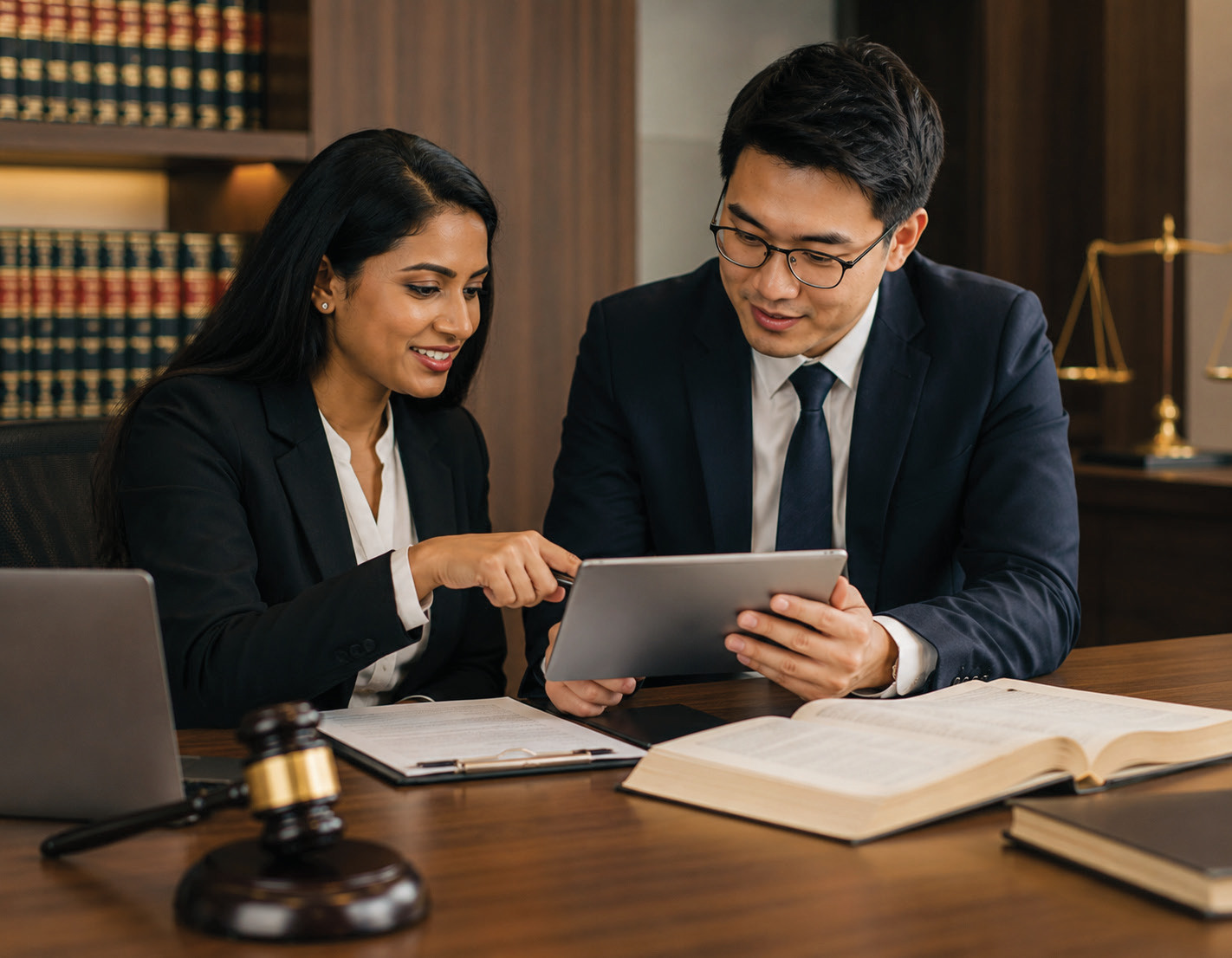 Legal professionals collaborating